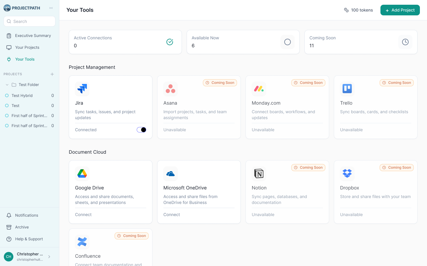 Connected tools and integrations